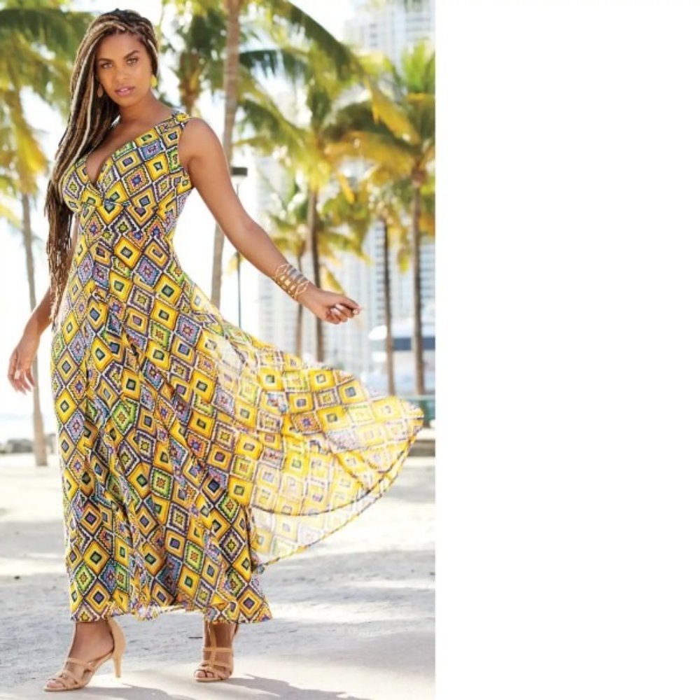 Ashro Jeniece Dress Size 24 Yellow New